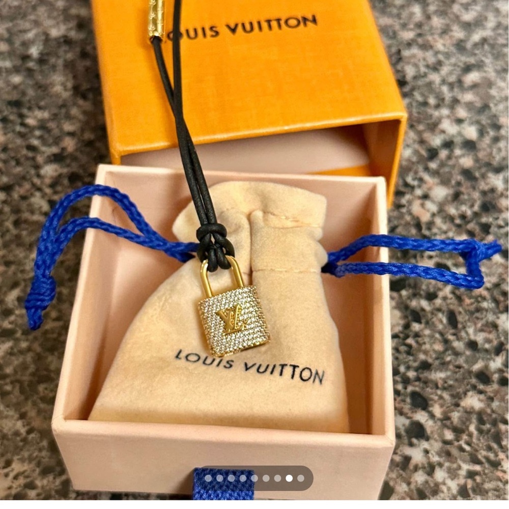 Louis Vuitton Gold and Black iconic lock and key Swarovski crystal bracelet